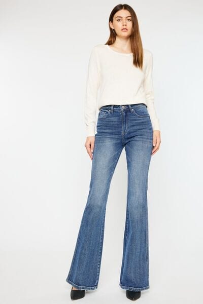 White Smoke Kancan Cat's Whiskers High Waist Flare Jeans