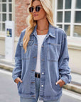 Dark Gray Button Up Denim Jacket with Pockets