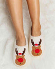 Light Gray Melody Rudolph Print Plush Slide Slippers