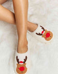 Light Gray Melody Rudolph Print Plush Slide Slippers