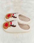 Light Gray Melody Rudolph Print Plush Slide Slippers