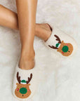 Light Gray Melody Rudolph Print Plush Slide Slippers