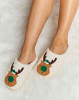 Light Gray Melody Rudolph Print Plush Slide Slippers