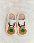 Light Gray Melody Rudolph Print Plush Slide Slippers