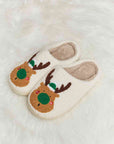 Light Gray Melody Rudolph Print Plush Slide Slippers