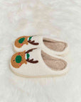 Light Gray Melody Rudolph Print Plush Slide Slippers