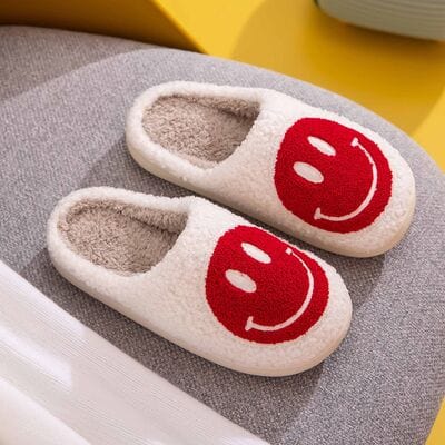 Gray Melody Smiley Face Cozy Slippers