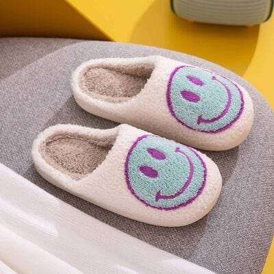 Gray Melody Smiley Face Slippers