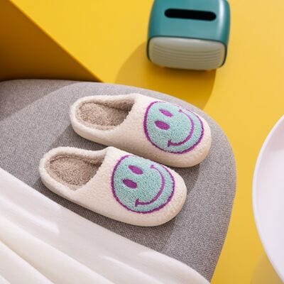 Gray Melody Smiley Face Slippers