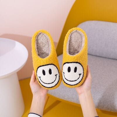 Gray Melody Smiley Face Slippers