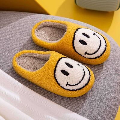 Gray Melody Smiley Face Slippers