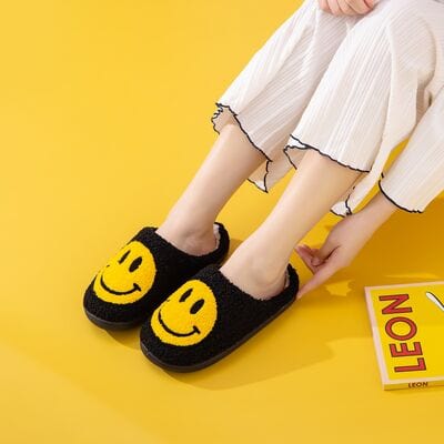 Sandy Brown Melody Smiley Face Slippers