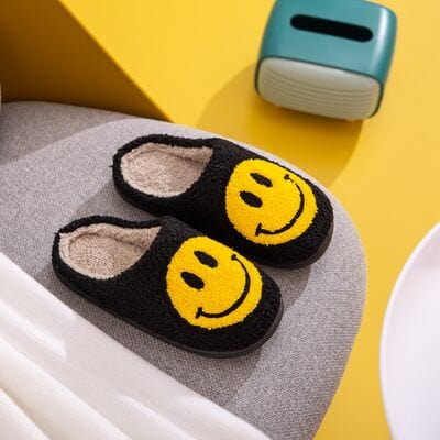 Goldenrod Melody Smiley Face Slippers