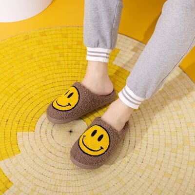 Tan Melody Smiley Face Slippers