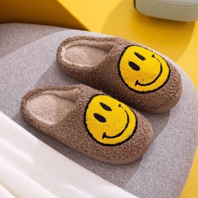 Rosy Brown Melody Smiley Face Slippers