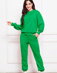 Sea Green Round Neck Long Sleeve Sweatshirt and Pants Set