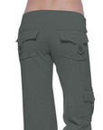 Dark Slate Gray Mid Waist Pants with Pockets