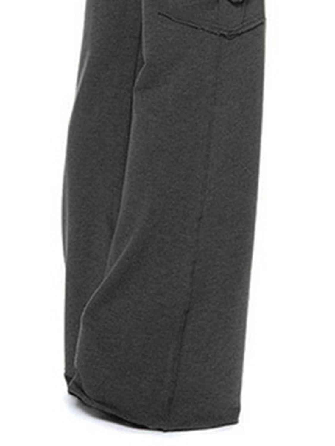 Dark Slate Gray Mid Waist Pants with Pockets