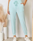Light Gray RISEN Full Size Drawstring Ultra Soft Knit Jogger