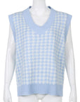 Light Gray Houndstooth V-Neck Sweater Vet