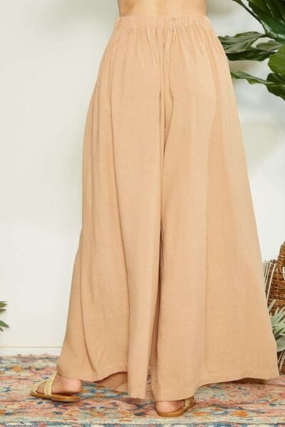 Tan Mittoshop Wrap Pleating Detail Wide Leg Pants