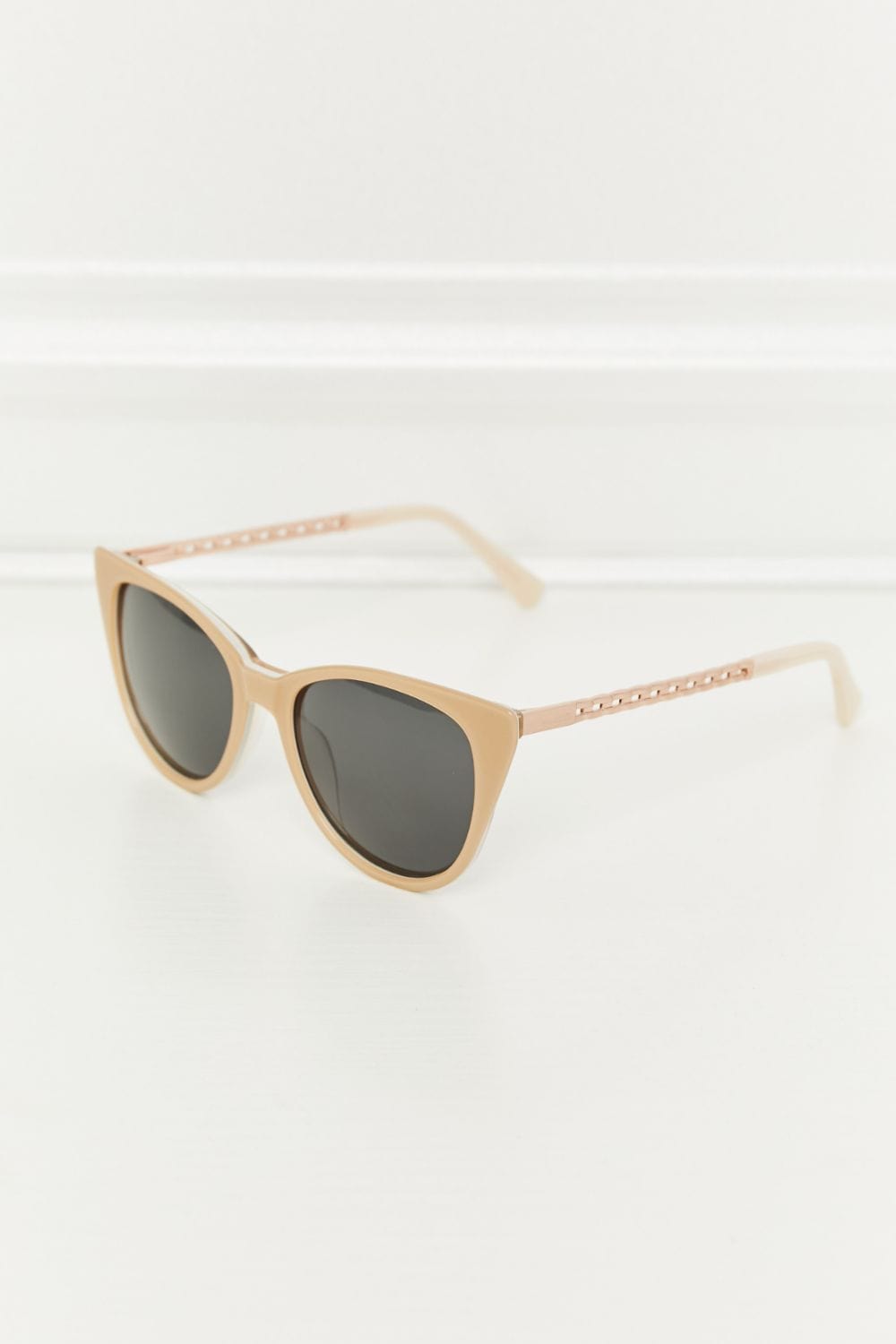 Beige Cat-Eye Acetate Frame Sunglasses