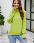 Gray Mock Neck Dropped Shoulder Long Sleeve Sweater