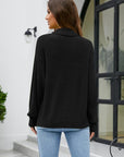 Light Gray Mock Neck Dropped Shoulder Long Sleeve Sweater