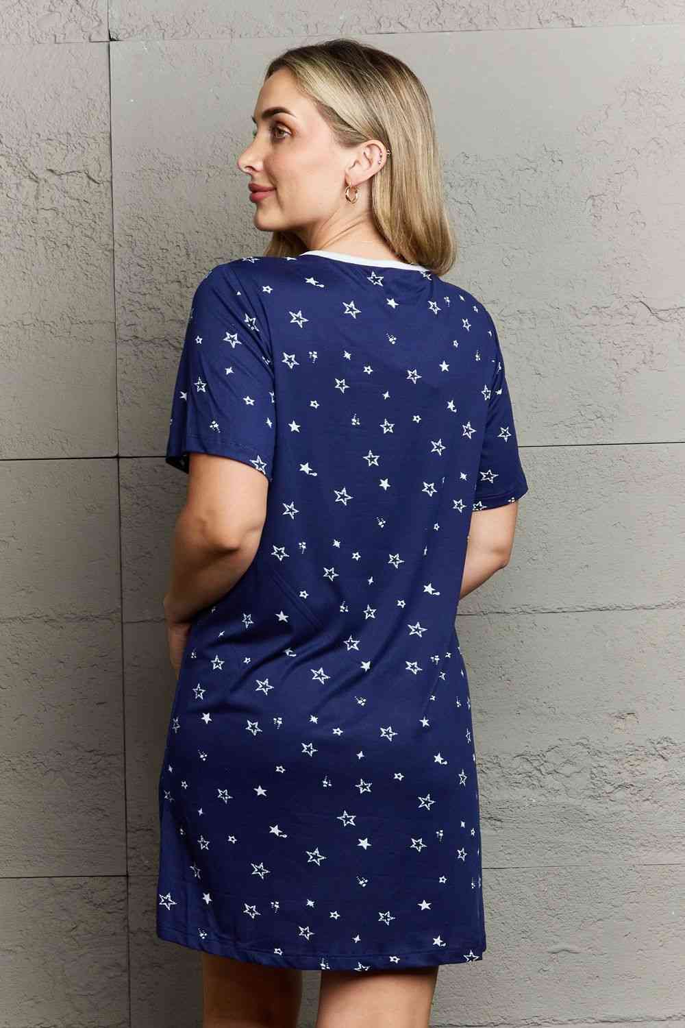 Dark Gray MOON NITE Quilted Quivers Button Down Sleepwear Dress