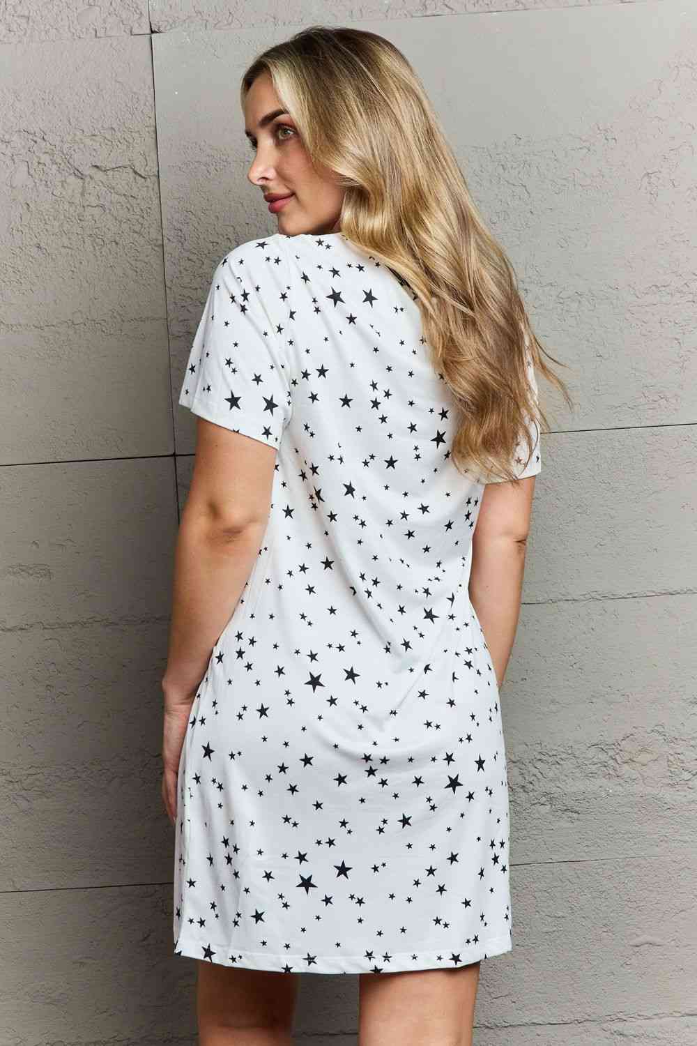 Gray MOON NITE Quilted Quivers Button Down Sleepwear Dress