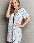 Gray MOON NITE Quilted Quivers Button Down Sleepwear Dress