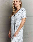 Dark Gray MOON NITE Quilted Quivers Button Down Sleepwear Dress