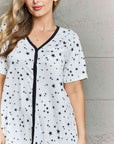 Gray MOON NITE Quilted Quivers Button Down Sleepwear Dress