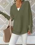 Rosy Brown Half Zip Long Sleeve Knit Top