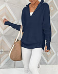 Light Gray Half Zip Long Sleeve Knit Top