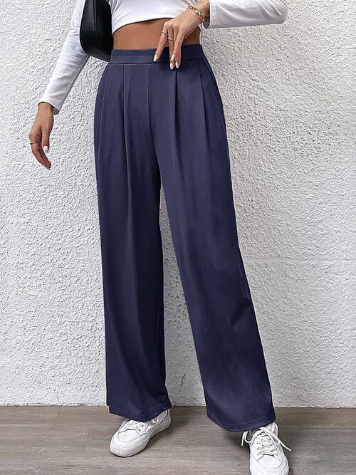 Gray High Waist Straight Pants