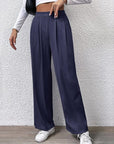 Gray High Waist Straight Pants