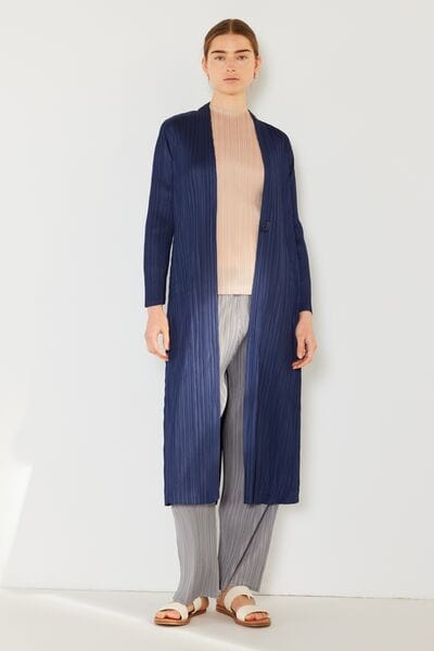 Light Gray Marina West Swim Pleated Long Sleeve Cardigan