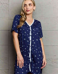 Dark Gray MOON NITE Quilted Quivers Button Down Sleepwear Dress