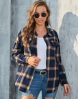 Dark Gray Plaid Button Up Pocketed Shirt