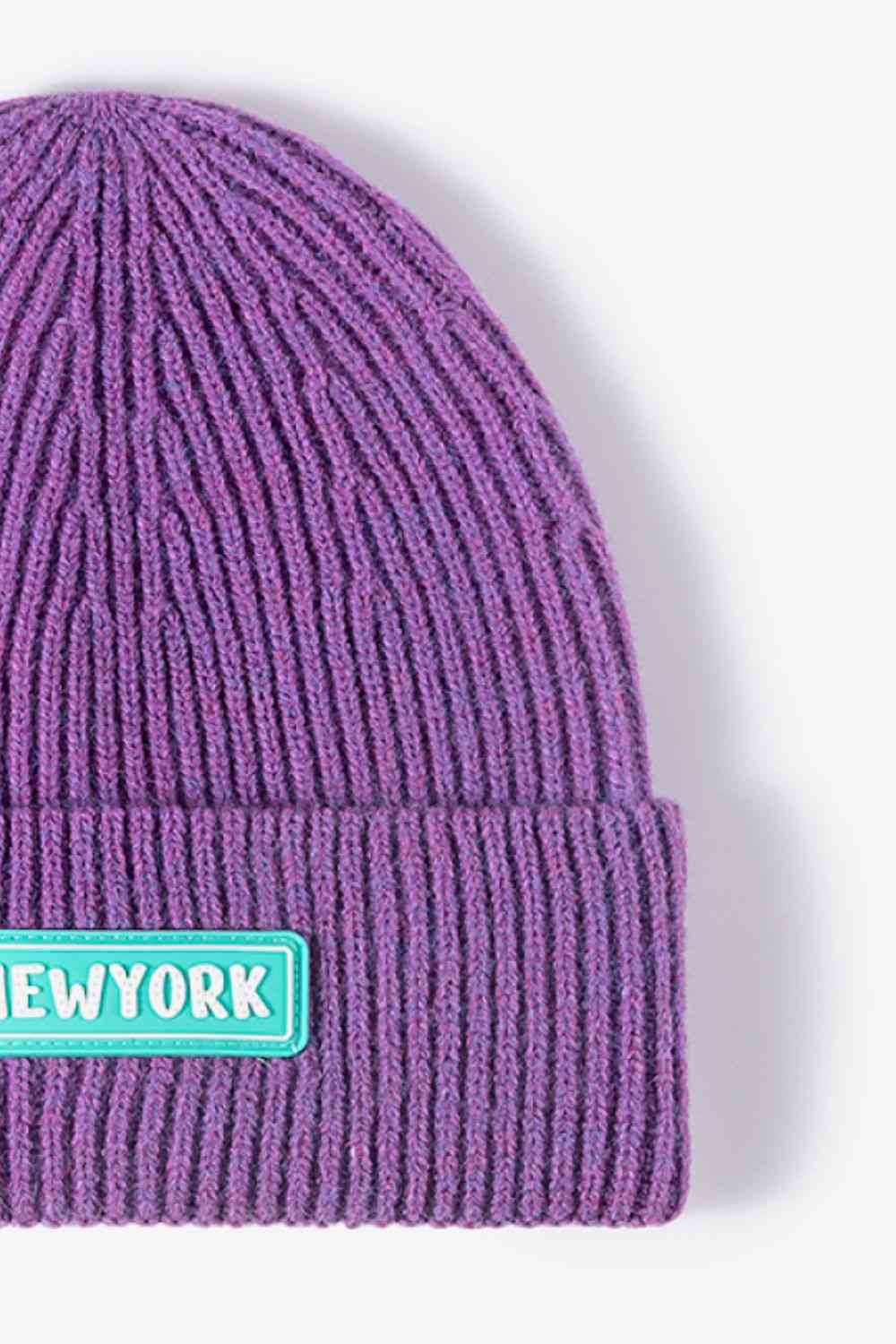 Thistle NEWYORK Patch Rib-Knit Cuffed Beanie