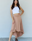 Gray Ninexis First Choice High Waisted Flare Maxi Skirt in Camel