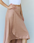 Gray Ninexis First Choice High Waisted Flare Maxi Skirt in Camel