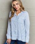 Gray Ninexis Take Your Time Collared Button Down Striped Shirt