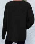 Black Notched Long Sleeve Sweater