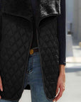 Black Open Front Collared Vest