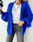 Midnight Blue Open Front Dropped Shoulder Cardigan