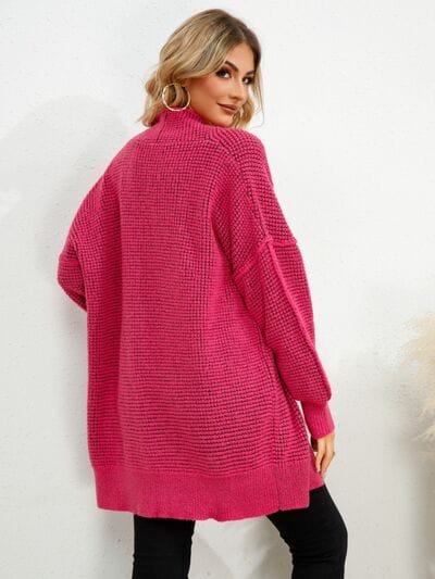 Maroon Open Front Dropped Shoulder Cardigan