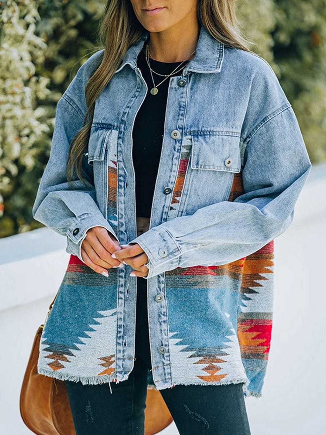 Gray Collared Neck Dropped Shoulder Denim Jacket