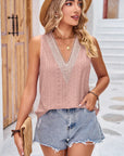 Rosy Brown Eyelet V-Neck Wide Strap Tank